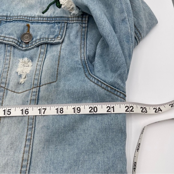 Carbon Savage Denim Jean Jacket Adult XL X-Large Embroidered Dragon Roses - Picture 8 of 14